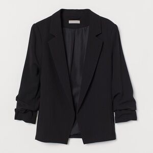 NWT H&M | Blazer/Coat Rouched Sleeves Oversized Blazer Black